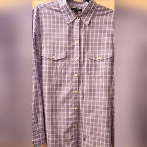 Banana Republic boyfriend cut blue,white, lavender plaid cotton shirt. SZ XL